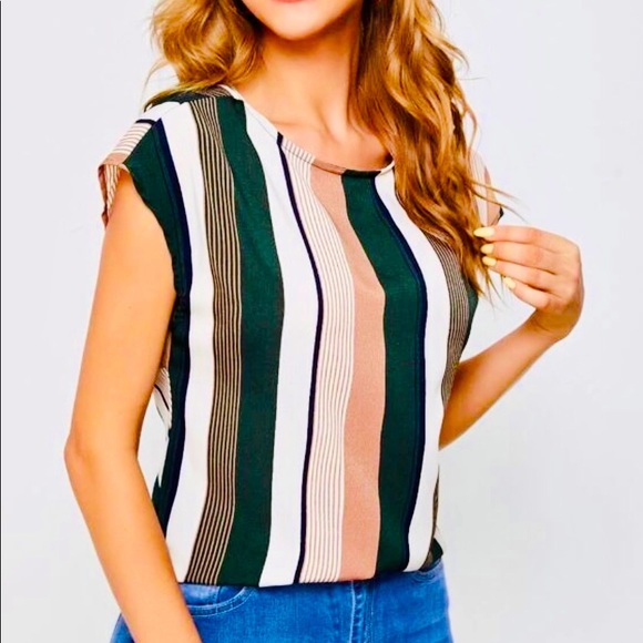 SHEIN Tops - Batwing Sleeve Twist, Striped Top, Large, New